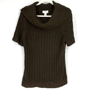Vintage Ann Taylor LOFT Open Knit Cowlneck Sweater XL Brown